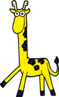 dessin animé doodle girafe marchant png
