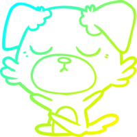 cold gradient line drawing of a cute cartoon dog png