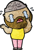 cartoon bearded man crying png