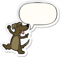 tekenfilm dansen hond met toespraak bubbel sticker png