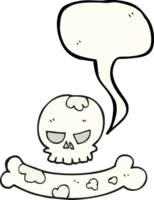 mão desenhado discurso bolha desenho animado crânio e osso símbolo png