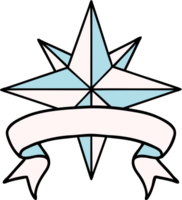 tatouage traditionnel avec bannière d'une étoile png