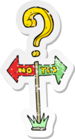 retro distressed sticker of a cartoon yes and no sign png