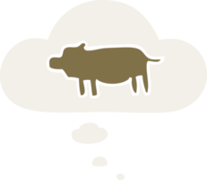 cartoon animal symbol with thought bubble in retro style png