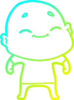cold gradient line drawing of a happy cartoon bald man png