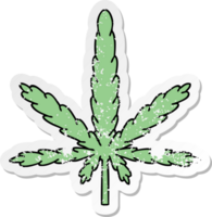 distressed sticker of a quirky hand drawn cartoon marijuana png