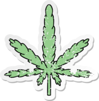 autocollant en détresse d'une marijuana dessinée à la main png