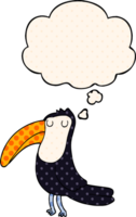 cartone animato tucano con pensato bolla nel comico libro stile png