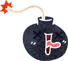 retrò illustrazione stile strambo cartone animato bomba png