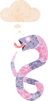 desenho animado serpente com pensamento bolha dentro grunge angustiado retro texturizado estilo png