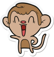 sticker of a cartoon laughing monkey png