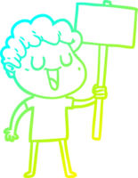 freddo pendenza linea disegno di un' ridendo cartone animato uomo con nero cartello stradale png