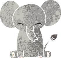 retro illustratie stijl eigenzinnig tekenfilm olifant png