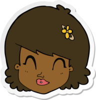 sticker of a cartoon happy female face png