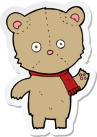 sticker of a cartoon waving teddy bear png