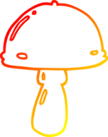 warm gradient line drawing of a cartoon mushroom png