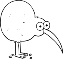 hand drawn black and white cartoon kiwi png