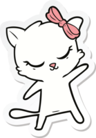 sticker of a cute cartoon cat with bow png