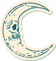 iconico afflitto etichetta tatuaggio stile Immagine di un' cranio Luna png