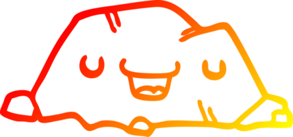 warm gradient line drawing of a cartoon rock png