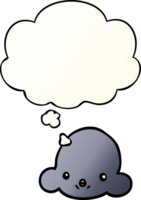 cartoon cloud with thought bubble in smooth gradient style png