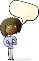 cartoon excited woman with speech bubble png