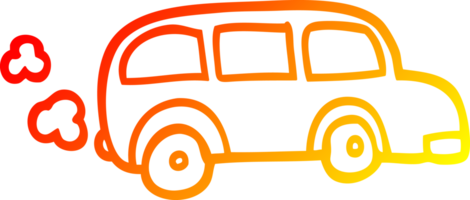 warm gradient line drawing of a child's drawing of a bus png