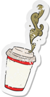 pegatina retro angustiada de una caricatura para llevar café png