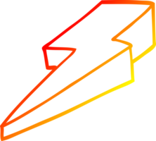 warm gradient line drawing of a cartoon decorative lightning bolt png