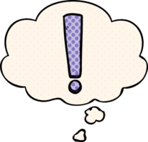 cartoon exclamation mark with thought bubble in comic book style png