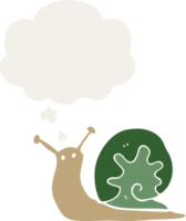 cartoon snail with thought bubble in retro style png