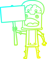 cold gradient line drawing of a cartoon robot png