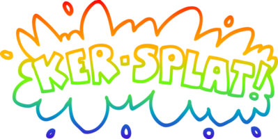 rainbow gradient line drawing of a cartoon words ker splat png