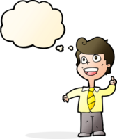 cartoon school boy raising hand with thought bubble png