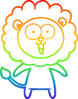 rainbow gradient line drawing of a happy cartoon lion png