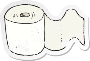 pegatina retro angustiada de un rollo de papel higiénico de dibujos animados png