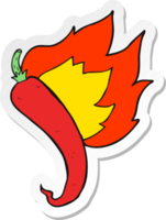 sticker of a cartoon flaming hot chilli pepper png