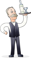 hand drawn cartoon waiter png