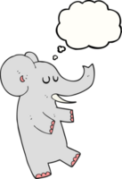 hand- getrokken gedachte bubbel tekenfilm dansen olifant png