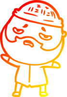warm gradient line drawing of a cartoon worried man with beard png
