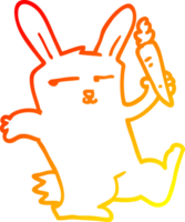 warm gradient line drawing of a cartoon rabbit with carrot png