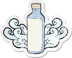 pegatina retro angustiada de una botella de agua de dibujos animados png