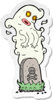 sticker of a cartoon ghost rising from grave png