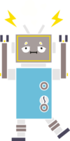 flat color retro cartoon of a malfunctioning robot png