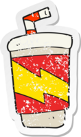 retro distressed sticker of a cartoon soda drink png