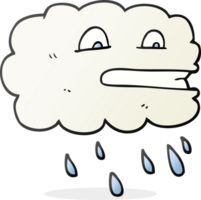 hand- getrokken tekenfilm regen wolk png