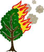 árbol en llamas de dibujos animados png