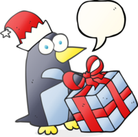 hand- getrokken toespraak bubbel tekenfilm Kerstmis pinguïn png