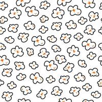Pop corn pattern for packaging snacks. Popcorn fluffy flakes pattern. Popcorn Background pattern. doodle popcorn. popcorn seamless pattern background. vector