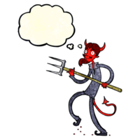 cartoon devil with pitchfork with thought bubble png